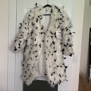 NEW 100% Feather Long Coat Snowy White Size M